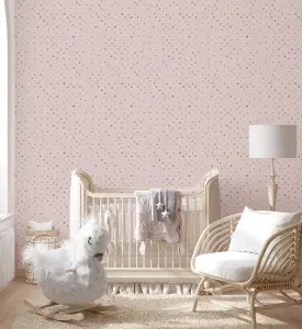 Galerie Great Kids Rose Smooth Glitter Watercolor Dots Wallpaper Roll