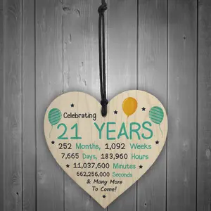 Red Ocean 21st Birthday Novelty Wooden Heart Gift For Son Brother Daughter Sister Friend Gifts For Him Her