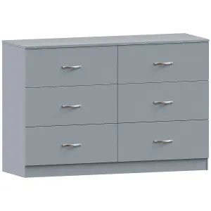 Vida Designs Riano Grey 6 Drawer Chest (H)800mm (W)1200mm (D)400mm