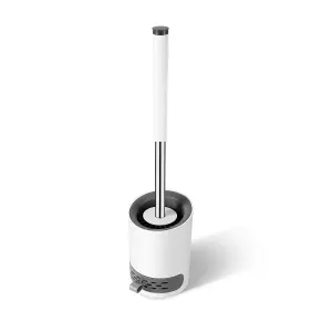 Nicoman Round White Toilet Brush & Holder With Silicone Head