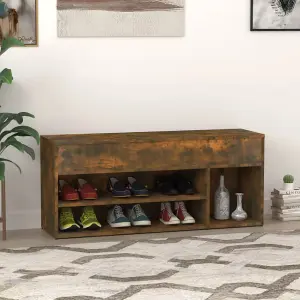 Berkfield Shoe Bench Smoked Oak 105x30x45 cm Engineered Wood