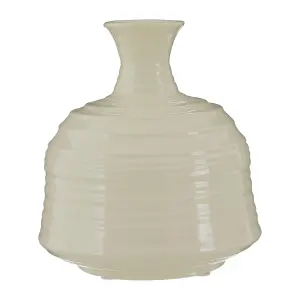 Interiors by Premier Contemporary Cream Small Ribbed Ceramic Vase, Durable Floral Vase, Easily Maintained Stoneware Flower Vase