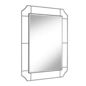 nielsen Allen Art Deco Metal Wall Mirror, Silver