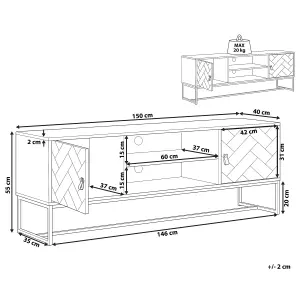 Beliani Traditional TV Stand Light Wood NUEVA