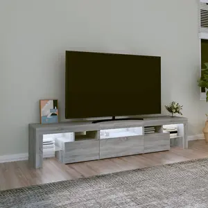 Berkfield TV Cabinet with LED Lights Grey Sonoma 200x36.5x40 cm