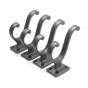 Oakcrafts - Antique Cast Iron Small Hall-Stand Coat Hook  - Pack of 4 Hooks