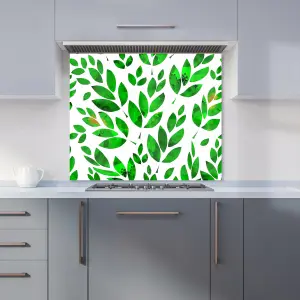 Watercolor Abstract Leaves Premium Glass Kitchen Splashback W600mm x H650mm