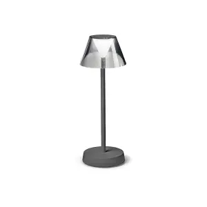 Luminosa LOLITA Dimmable Integrated LED Table Lamp Grey, In-Built Switch, 3000K, IP54