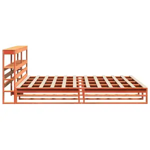 Berkfield Bed Frame without Mattress Wax Brown 180x200 cm Super King Solid Wood Pine