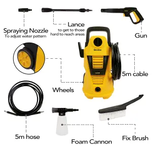 Powerful Electric 1400W Pressure Washer With Car Kit