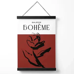 Red Rose Boho Sketch Floral Medium Poster with Black Hanger