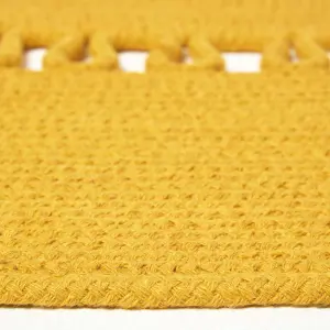 Homescapes Mustard Crochet Braided Rug 150cm Round