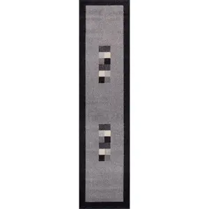 Ephesus Collection Modern Rugs Grey Black  7439GB