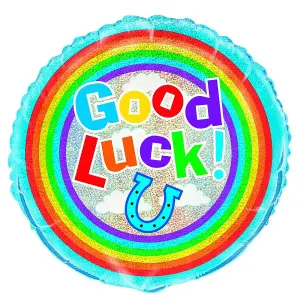 Unique Party Good Luck Round Prismatic Foil Balloon Multicoloured (One Size)