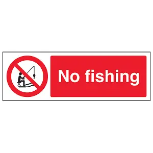 No Fishing - Prohibition Water Sign - Adhesive Vinyl - 300x100mm (x3)