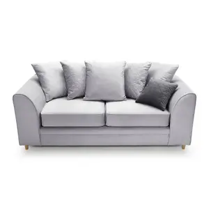 Chicago Velvet 3 Seater Sofa in Light Grey