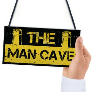 Rustic THE MAN CAVE Sign Garage Shed Plaque Funny Gift For Him Men Keepsake