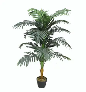 Tradala 4ft Large Lush Faux Artificial Areca Palm Tree Green Indoor House Plant 120cm Tall - For Home Living Room Indoors