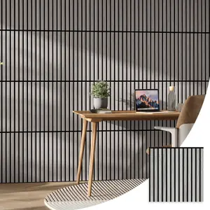 WVH 2x Essentials Wood Slat Acoustic Panel - Grey Oak, 52cm x 52cm