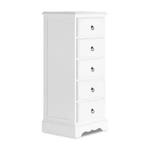 Romance True White 5 Drawer Tallboy