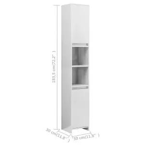 Berkfield Bathroom Cabinet High Gloss White 30x30x183.5 cm Engineered Wood