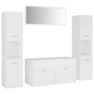 Berkfield Bathroom Furniture Set White Engineered Wood