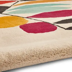 Beige Luxurious Modern Wool Abstract Rug For Bedroom & Living Room-120cm X 170cm