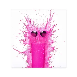 Pink Splashart Glass With Glasses Premium Glass Kitchen Splashback W700mm x H650mm