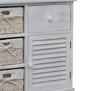 Berkfield Wooden Cabinet 3 Left Weaving Baskets White