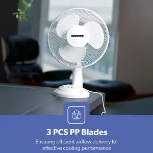 Geepas 12 Inch Desk Fan Oscillating Portable Rotating Air Cooling Fan 3 Speed, Pack of 2