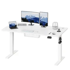 Hieronymus Electric Height Adjustable T-Shape Standing Desk White / White / 122 x 140 x 60 cm