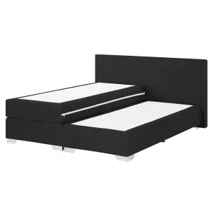 Fabric EU King Size Divan Bed Black PRESIDENT