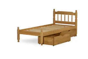 Colonial Spindle Pine Wooden Bed frame  3'0 Single - Waxed