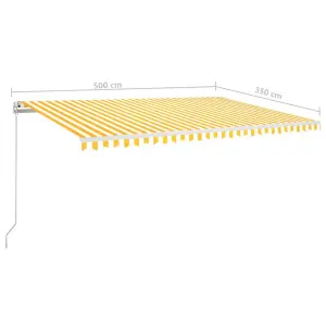 Berkfield Manual Retractable Awning with LED 500x350 cm Yellow and White