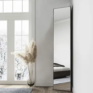 Heulyn Rectangle Metal Mirror Black / 147cm x 37cm