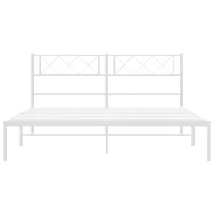 Berkfield Metal Bed Frame with Headboard White 135x190 cm 4FT6 Double