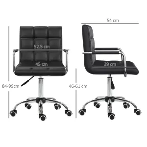 Vinsetto Mid Back Home Office Chair Swivel Computer Chair with Armrests, Black