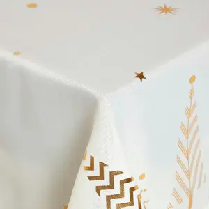 Homescpaes Gold Tree Christmas Table Cloth, 132 x 228 cm