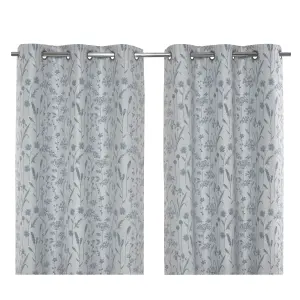 Otema Light blue Herbarium Lined Eyelet Curtain (W)228cm (L)228cm, Pair