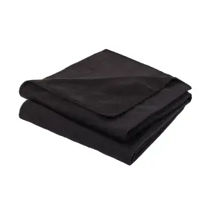 Black Plain Fleece Throw