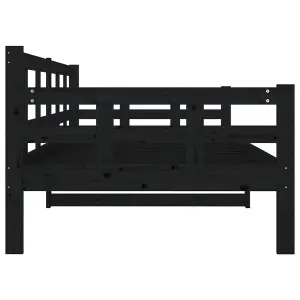 Berkfield Day Bed Black Solid Wood Pine 90x200 cm