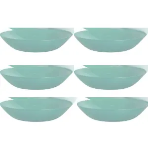 URBNLIVING 4cm Height Turquoise Glass Translucent Soup Bowl Set of 6