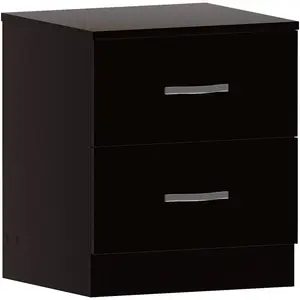 Maybery 2 Drawer Bedside Table, Bedroom Storage Cabinet Black