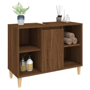 Berkfield Sink Cabinet Brown Oak 80x33x60 cm Engineered Wood