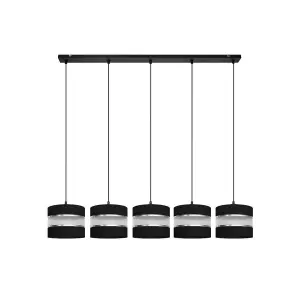 Luminosa Helen Straight Bar Pendant Ceiling Light Black, Silver 115cm