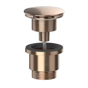 Brushed Bronze Universal Basin Waste Suitable For Basins With or Without Overflow Solid Metal Leak Free