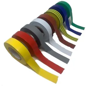 Pack of 8 Mixed All Colours Electrical Tapes Black Red Green Silver Blue White Brown