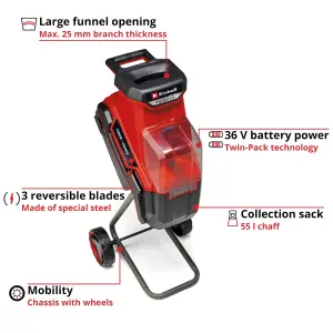 Einhell Twin 18v/ 36v Cordless Garden Shredder Power X-ChangeX2 4AH Battery Pack