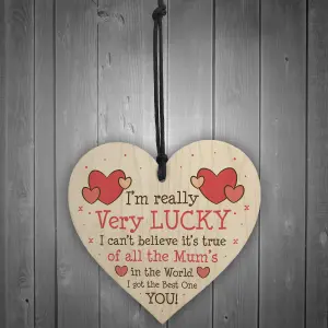 FUNNY Mothers Day Birthday Gift For Mum Wood Heart Gift From Daughter Son Keepsake