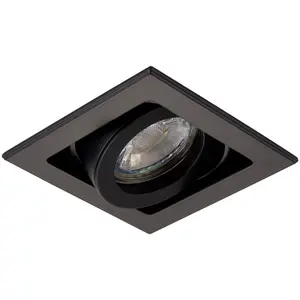 4 PACK Single Recessed Boxed Downlight - 50W GU10 Reflector - Matt Black